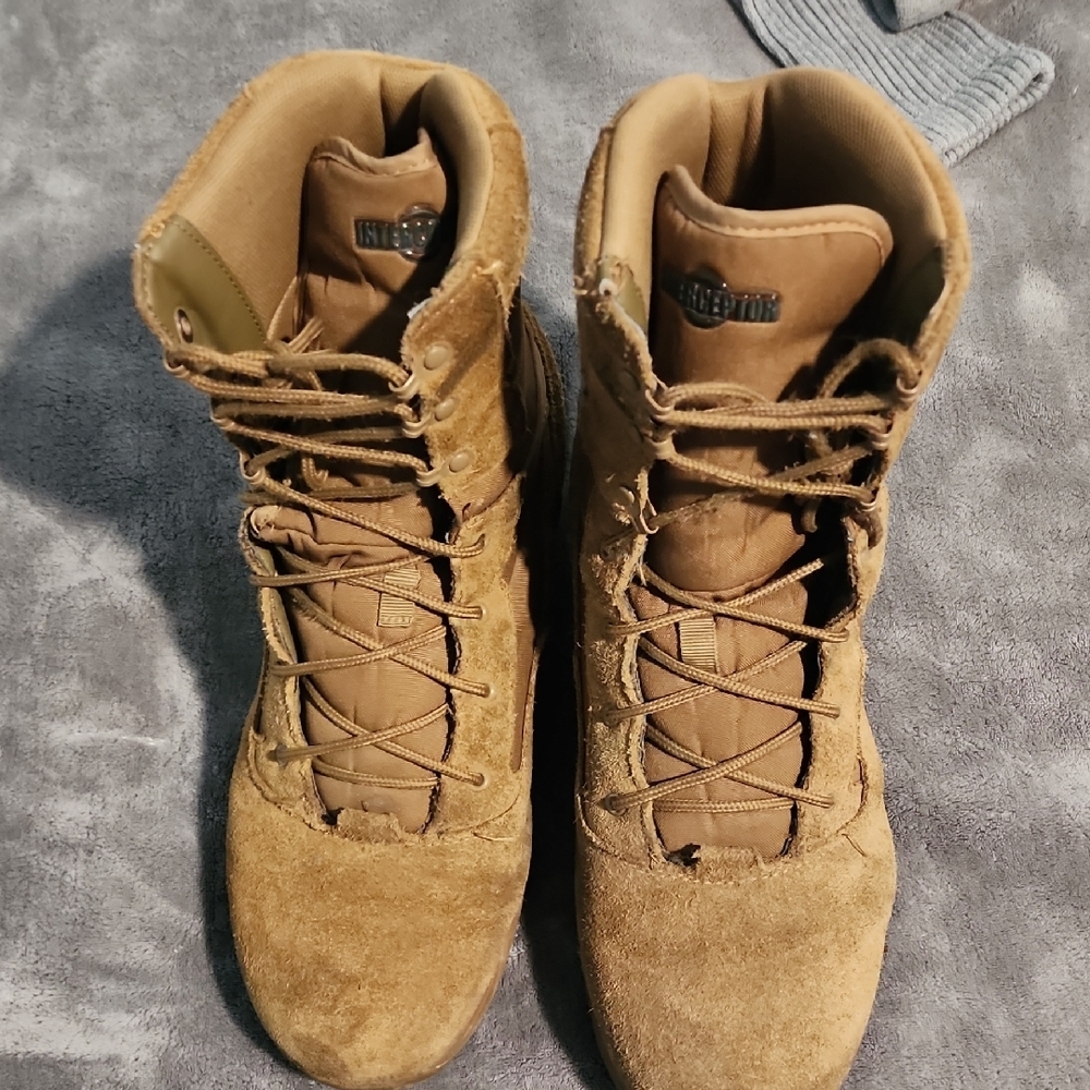 Tan Suede Tactical Boots with Rugged Sole